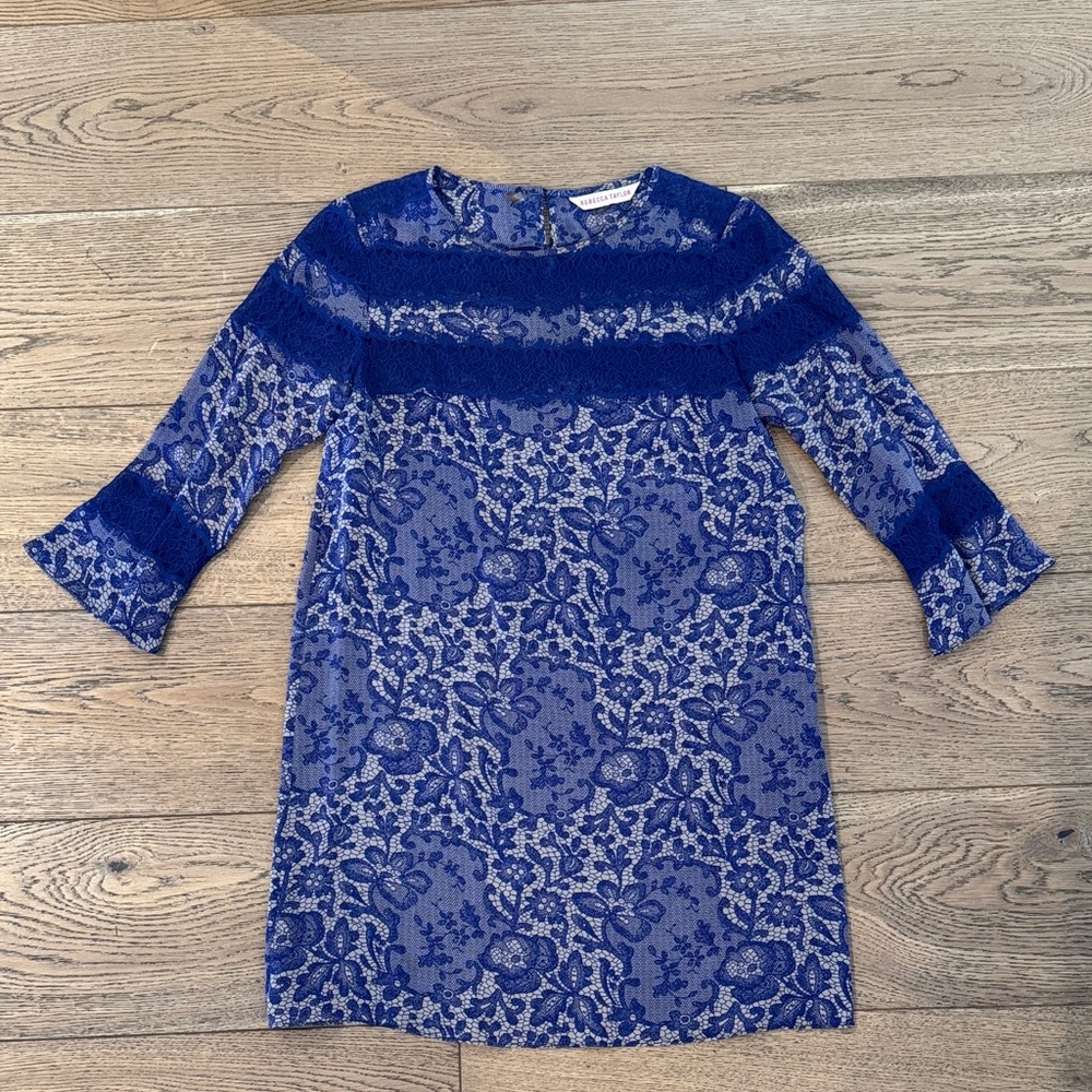 Rebecca Taylor Royal Blue Floral Lace Dress